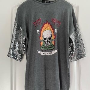 Daisy Street Sequin Sleeve Top